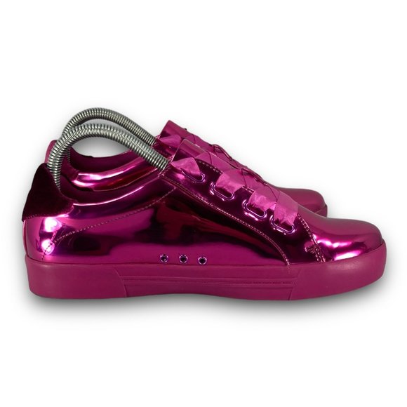 Call It Spring Reflective Sneakers Low Top Lace Up Metallic Pink Women 7.5 - Picture 3 of 9